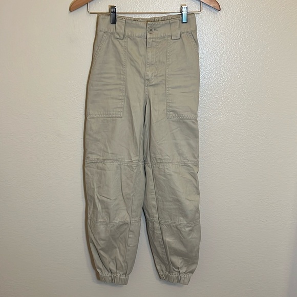 Tna Aritzia Tan Khaki Cotton Jogger Pants - Picture 1 of 11